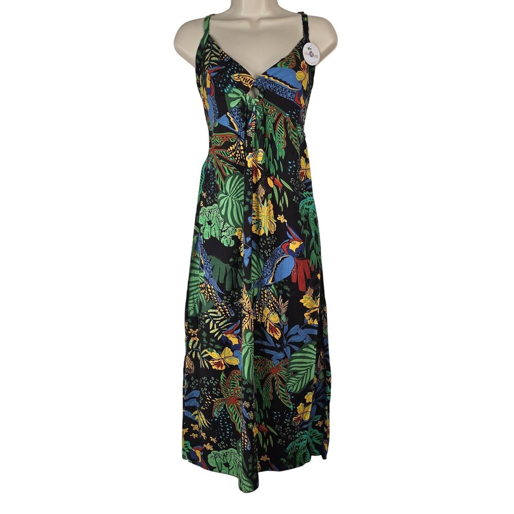Island Planet Dress Womens One Size Multicolor Tropical Maxi Sundress Vacay Boho - Picture 2 of 10